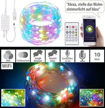 Preview: Guirlande à LED RVB connectée compatible commandes vocales - 10 m