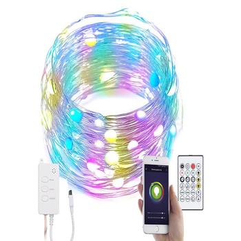 RGB LED light wire with music control, WLAN and app, USB, 10 m