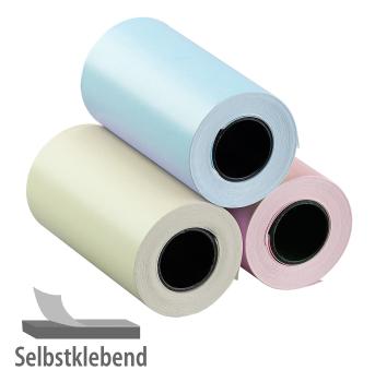 Preview: 3er-Set selbstklebende Etiketten-Rollen, 80 mm Breite, je 3,5 m, bunt