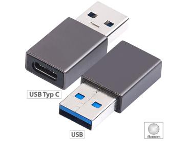 Preview: Jeu de 2 adaptateurs Prise USB vers prise USB-C, boîtier en aluminium