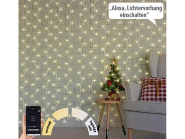 Preview: WLAN-LED-Lichtervorhang, 300 LEDs, CCT, App, dimmbar, IP44, 3 x 3 m