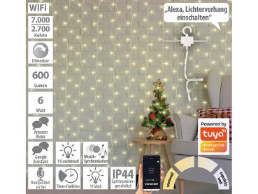 Preview: WLAN-LED-Lichtervorhang, 300 LEDs, CCT, App, dimmbar, IP44, 3 x 3 m