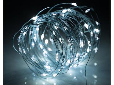 Preview: 2er-Set USB-LED-Lichterdraht tageslichtweiss - 100 LEDs, 10 m Länge, 8 Leuchtmodi, Timer & Fernbedienung - Biegsamer Kupferdraht für Innen & Aussen