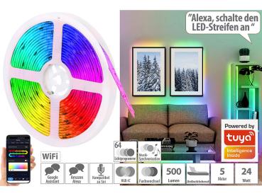 Preview: WLAN RGBIC LED light strip, sound control, app, voice control, 5 m