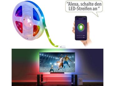 Preview: WLAN RGB LED strip with app and voice control, USB, 3m