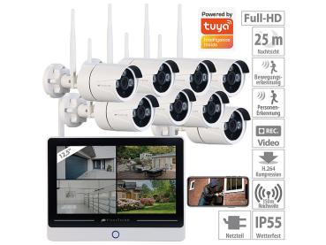 Preview: Wireless surveillance system with display IP HDD recorder and 8 cameras, app