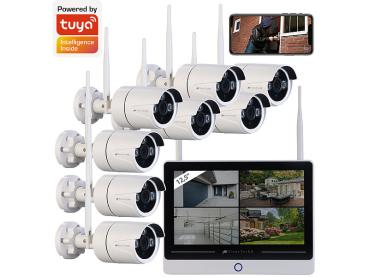 Preview: Wireless surveillance system with display IP HDD recorder and 8 cameras, app