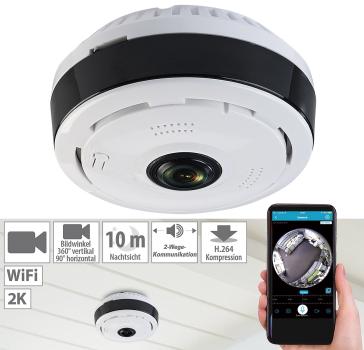 Preview: 360° panoramic surveillance camera with 2K, night vision, Wi-Fi & app