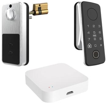 Preview: Motorbetriebener ZigBee-Schliesszylinder mit WLAN-Gateway und App, IP55