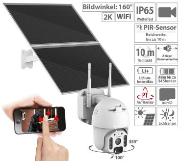Preview: WLAN-Pan-Tilt-Sicherheitskamera mit 2K-Auflösung, Akkubetrieb und 25-W-Solarpanel