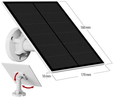 Preview: Universal Solar Panel for Battery IP Cameras with Micro USB, 5W, 5V, IP65