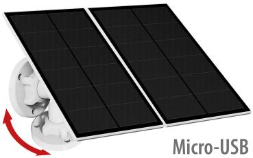 Preview: set of 2 Universal Solar Panel for Battery IP Cameras with Micro USB Port