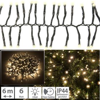 Preview: 2er-Set LED-Büschel-Lichterkette, 600 LEDs, 8 Modi, IP44, 6 m, warmweiss