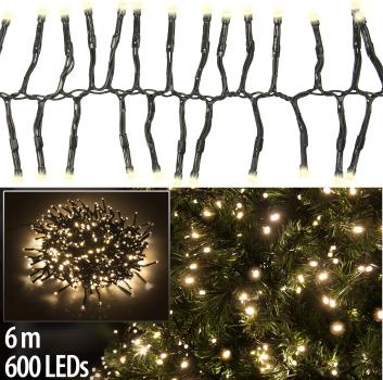 Preview: 2er-Set LED-Büschel-Lichterkette, 600 LEDs, 8 Modi, IP44, 6 m, warmweiss