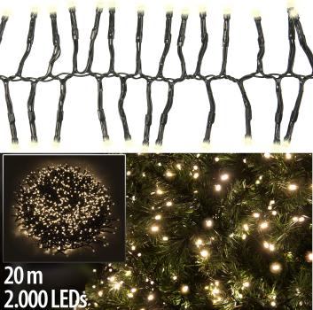Preview: 2er-Set LED-Büschel-Lichterkette, 2.000 LEDs, 8 Modi, IP44, 20 m, warmweiss