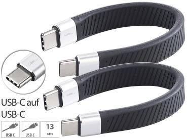 Preview: 2er-Set ultraflexible Lade-/Datenkabel USB-C auf USB-C, 100 W PD, 13 cm