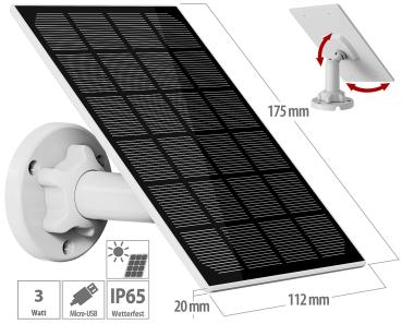 Preview: set of 4 Universal Solar Panel for Battery IP Cameras, 3W, IP65