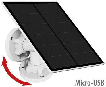 Preview: 4er-Set Universal Solarpanel - Für Akku IP Kameras & Mobilgeräte - 5 Watt Monokristalline Solarzelle - IP65 Wetterfest - 3m Micro-USB Kabel