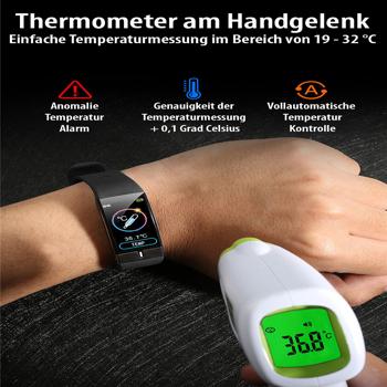 Preview: Bracelet de fitness avec affichage de la fréquence cardiaque ECG & SpO2, IP67