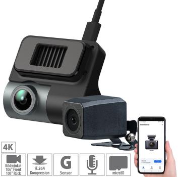 Preview: Telecamera da cruscotto compatta 4K con telecamera posteriore full HD, sensore G, sensore di parcheggio, app