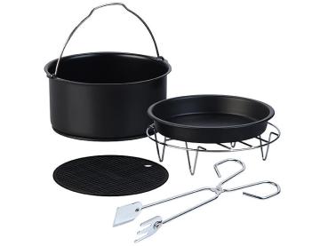 Preview: Set 5 accessoires cuisson & gril universels - Four, friteuse air chaud, micro-ondes, feu ouvert - Ø16-22.5cm - Anti-rayures, chaleur 200°C