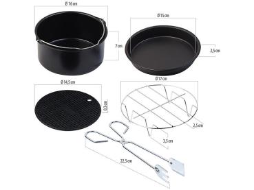 Preview: Set 5 accessoires cuisson & gril universels - Four, friteuse air chaud, micro-ondes, feu ouvert - Ø16-22.5cm - Anti-rayures, chaleur 200°C