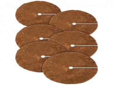 Preview: 6-piece set of round frost-protection coconut mats for potted plants, Ø 38 cm