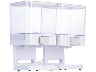 Preview: Doppio dispenser per cereali e snack, 33,5 x 30,5 x 16,5 cm, bianco