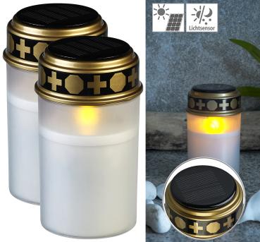 Preview: 2er-Set Solar-LED-Grablichter mit Dauerlicht, weiss