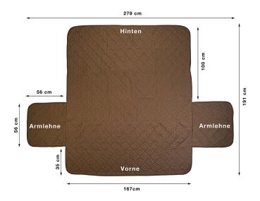 Preview: Reversible slipcover for 3 seater sofa, water repellent, Beige/Brown