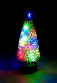 Preview: 2er-Set LED-Weihnachtsbäume – Bunte LEDs Rot Grün Gelb Blau – USB-Betrieb, 25 cm hoch, nadeln nicht, wiederverwendbar – 9x25cm (ØxH), 120g