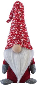 Preview: set of 3 decorative gnome with luminous nose, battery operated, each 34 cm, red