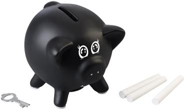 Preview: set of 2 ceramic piggy bank to write around, chalk, key