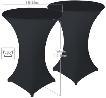 Preview: 2er-Set Stretch-Stehtischhussen OEKO-TEX Standard 100 - Anthrazit Eventmöbel - Hussen für Rundtische Ø 80-85cm - Schutz vor Kratzern & Schmutz - Waschbar