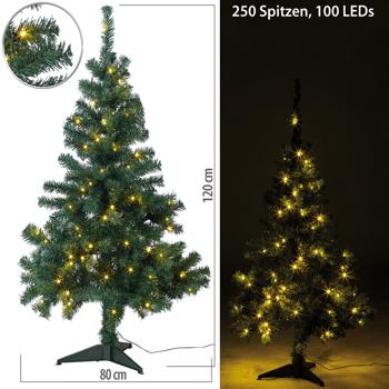 Preview: Arbre de Noël avec support au sol, 120 cm, 250 pointes, 100 LEDs