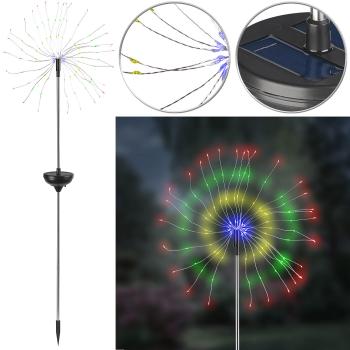 Preview: Garten-Solar-Lichtdeko mit Feuerwerk-Effekt, 120 bunte LEDs, IP44