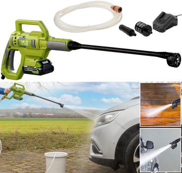 Preview: Mobiler Akku-Druckreiniger – 25 bar, 20 V, inkl. Schnellladegerät