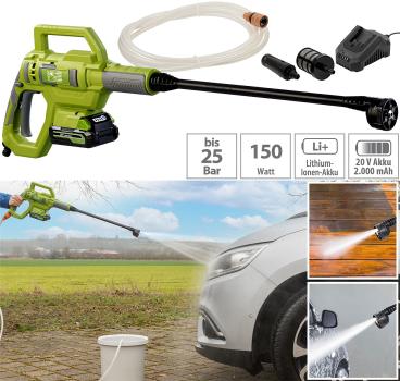 Preview: Mobiler Akku-Druckreiniger – 25 bar, 20 V, inkl. Schnellladegerät