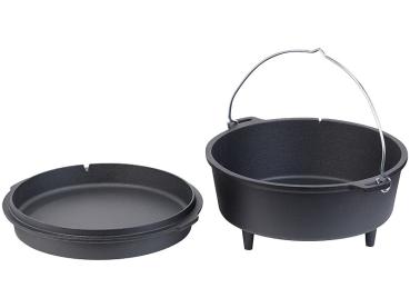 Preview: Dutch Oven aus Gusseisen mit Standfüssen, 2in1-Deckel & -Pfanne, 6 l