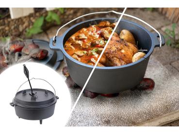 Preview: Dutch Oven aus Gusseisen mit Standfüssen, 2in1-Deckel & -Pfanne, 6 l