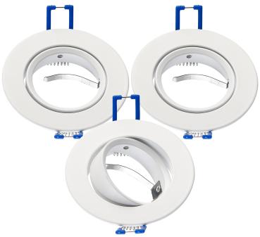 Preview: set di 3 cornici per faretti da incasso in alluminio, angolo di emissione regolabile, bianco