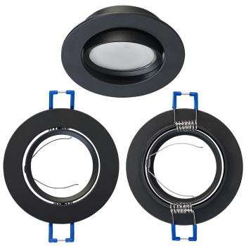 Preview: 3-piece set aluminum recessed spotlight frames, adjustable beam angle, black Preview: 3-piece set aluminum recessed spotlight frames, adjustable beam angle, black