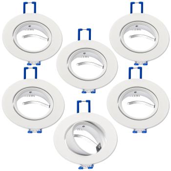 Preview: 6er-Set Einbaustrahler-Rahmen, einstellbarer Abstrahlwinkel, weiss