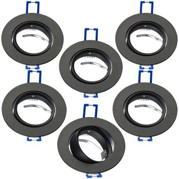Preview: 6er-Set Einbaustrahler-Rahmen, einstellbarer Abstrahlwinkel, schwarz