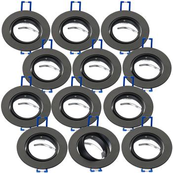 Preview: 12er-Set Einbaustrahler-Rahmen, einstellbarer Abstrahlwinkel, schwarz