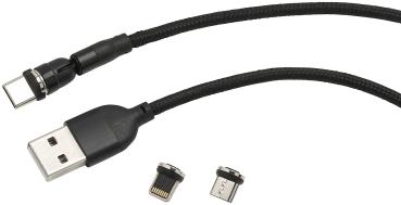 Preview: Cavo USB-A, spina magnetica per USB-C, Micro-USB, Lightning, 3 A Preview: Cavo USB-A, spina magnetica per USB-C, Micro-USB, Lightning, 3 A