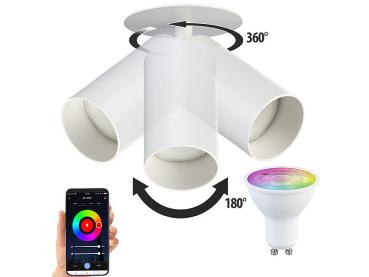 Preview: Spot mural et plafonnier orientable en aluminium blanc avec ampoule LED ZigBee