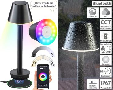 Preview: 2er-Set Smarte Outdoor-Tischlampe OT-130 - RGB-CCT-LEDs, App, Bluetooth, Qi-Laden, IP67 wetterfest - 18h Akku für Smart Home