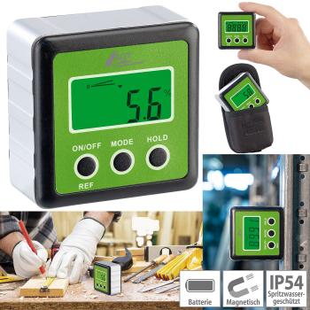 Preview: Digital protractor, illuminated LCD display, aluminum, IP54, 0-360°