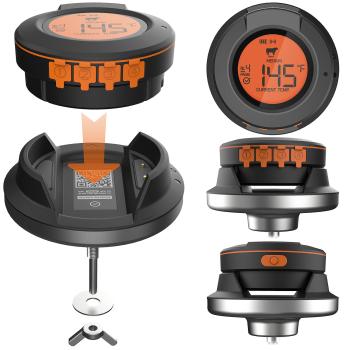 Preview: Smartes Digital-Grill-Thermometer, Umrüstset, 2 Sensoren, BT, App